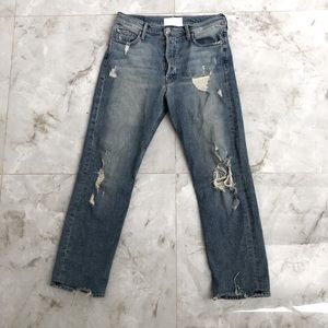 MOTHER High Rise Distressed Jeans